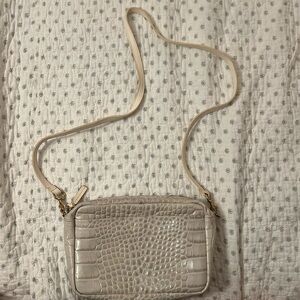 Clare V midi sac with front pocket white crocodile